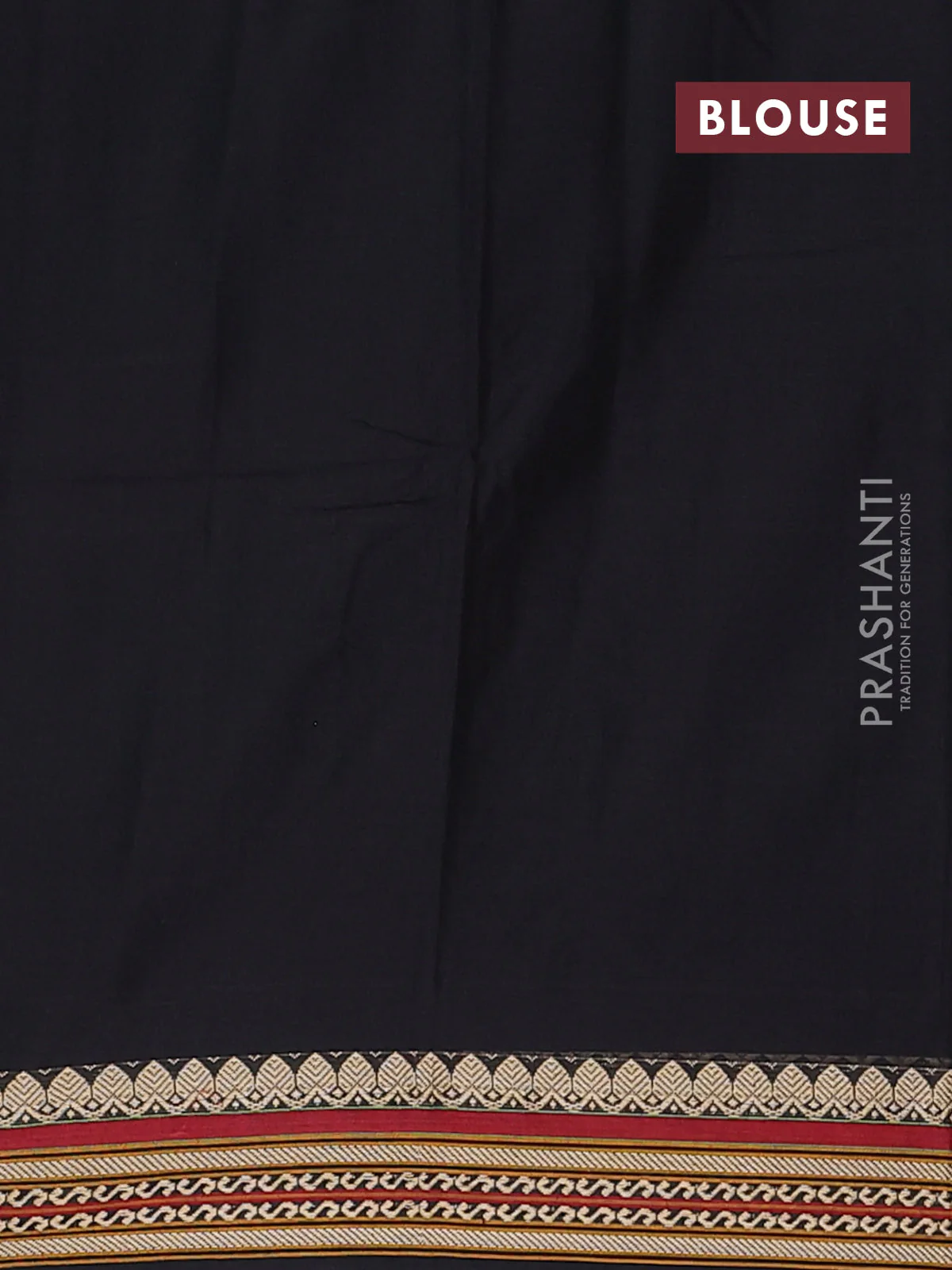 Narayanpet cotton saree black with plain body and thread woven border - Image 4