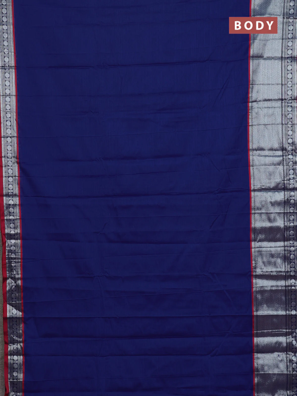 Narayanpet cotton saree blue and maroon with plain body and long zari woven border - Image 2