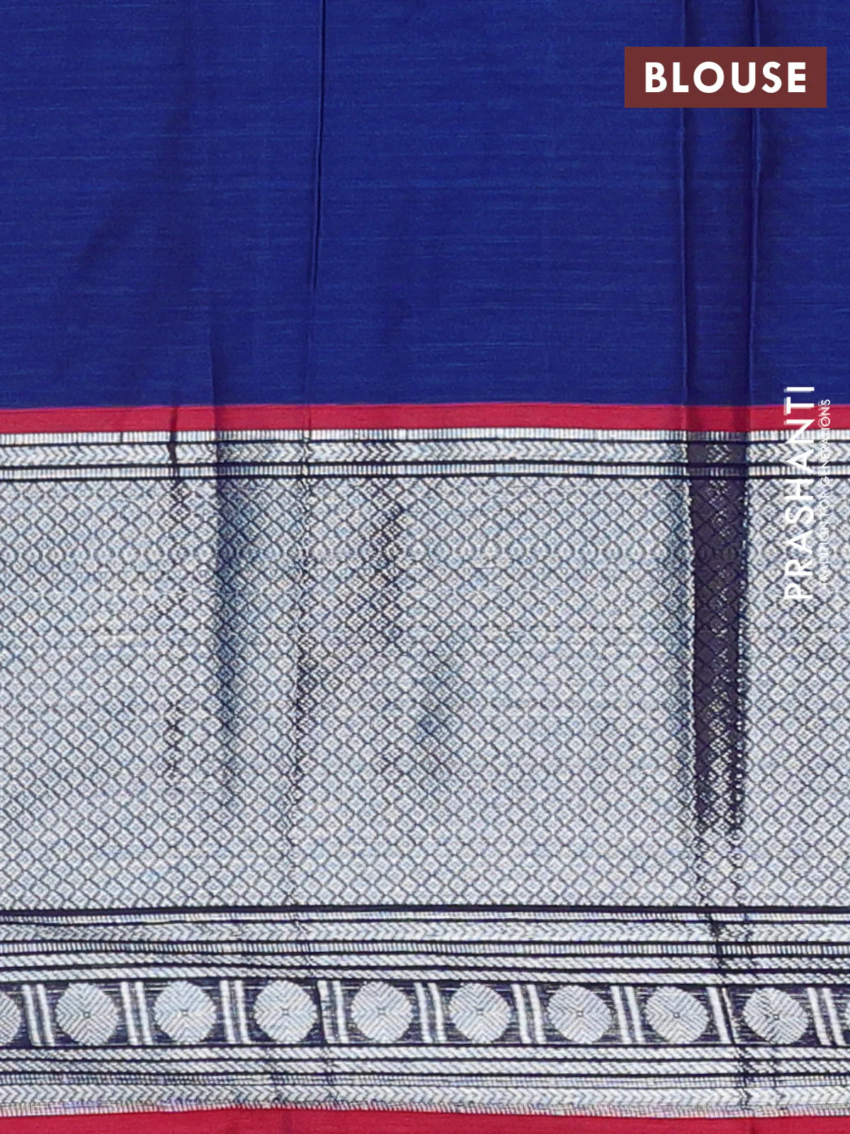 Narayanpet cotton saree blue and maroon with plain body and long zari woven border - Image 4
