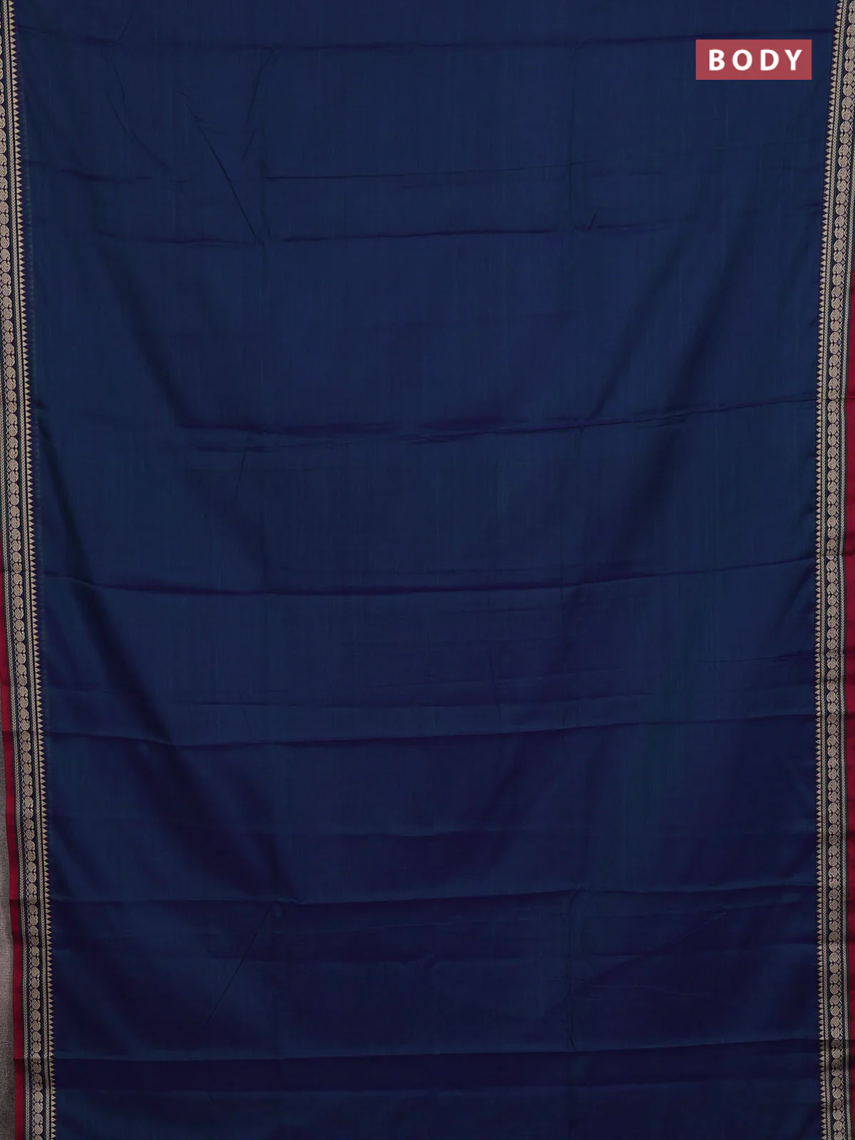 Narayanpet cotton saree blue and maroon with plain body and thread woven border - Image 2