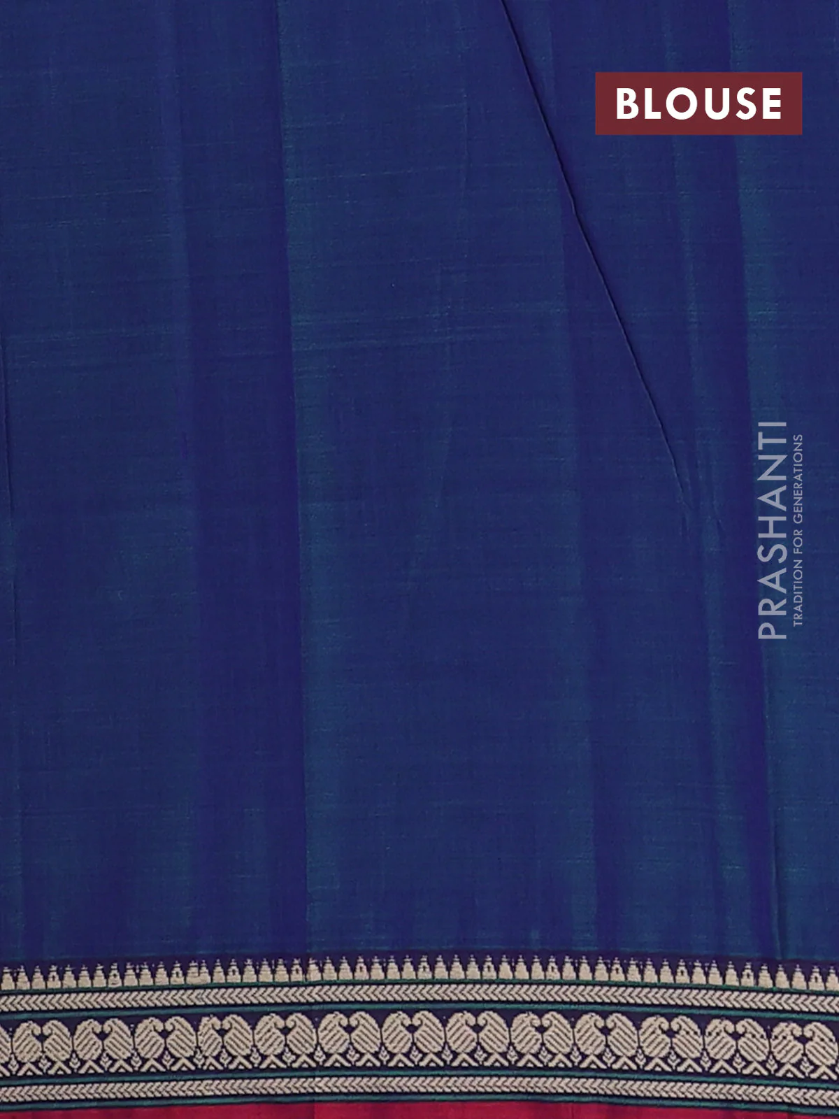 Narayanpet cotton saree blue and maroon with plain body and thread woven border - Image 4
