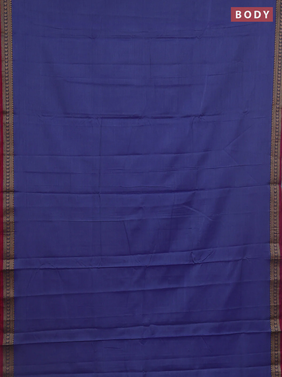 Narayanpet cotton saree blue and pink with plain body and paisley thread woven border - Image 2