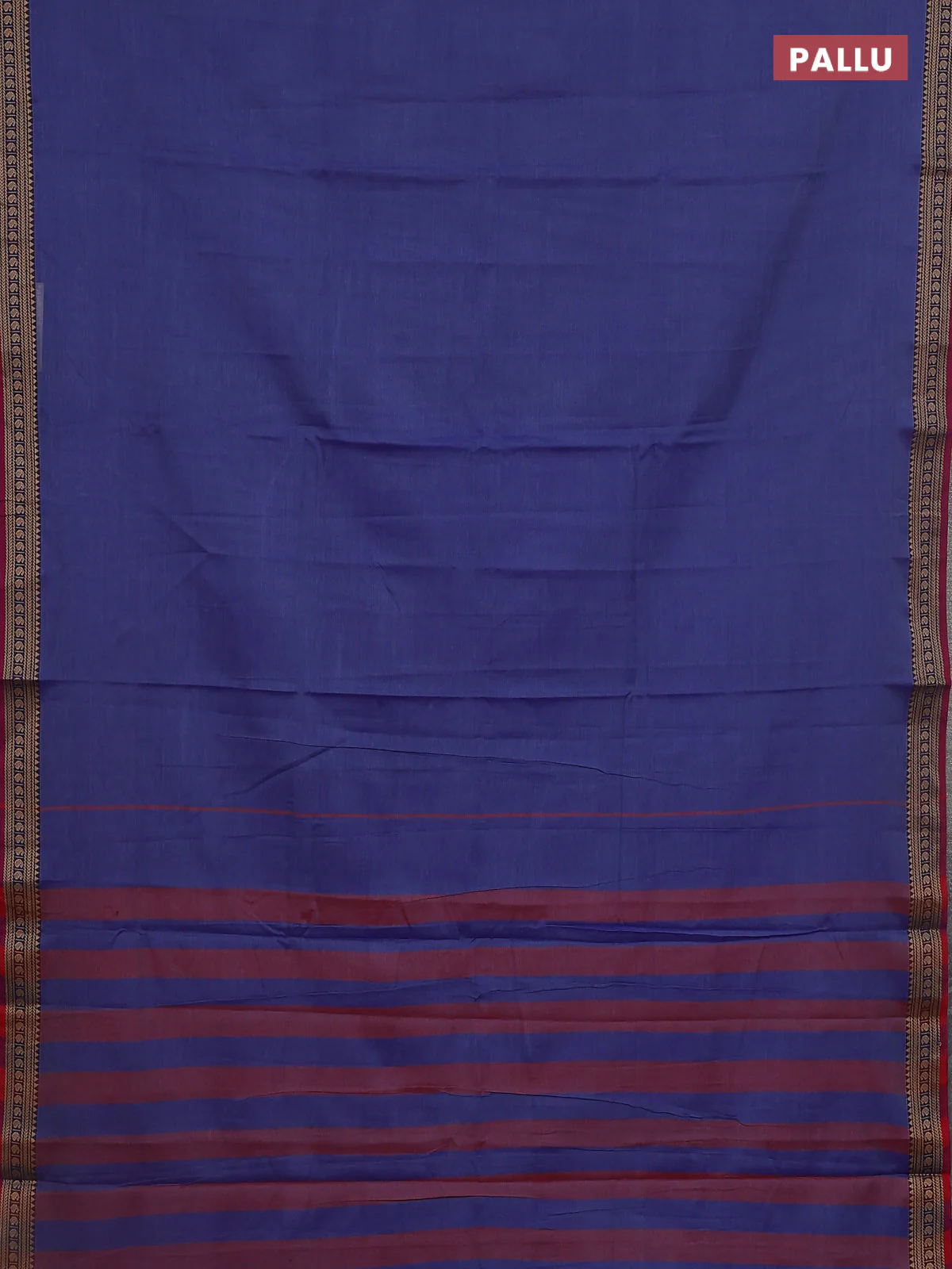 Narayanpet cotton saree blue and pink with plain body and paisley thread woven border - Image 3