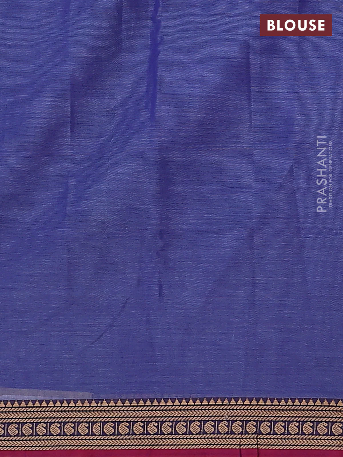 Narayanpet cotton saree blue and pink with plain body and paisley thread woven border - Image 4