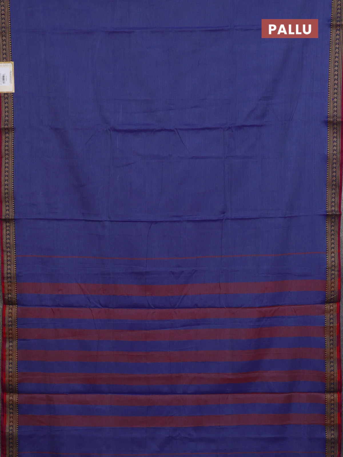 Narayanpet cotton saree blue shade and pink with plain body and thread woven border - Image 3