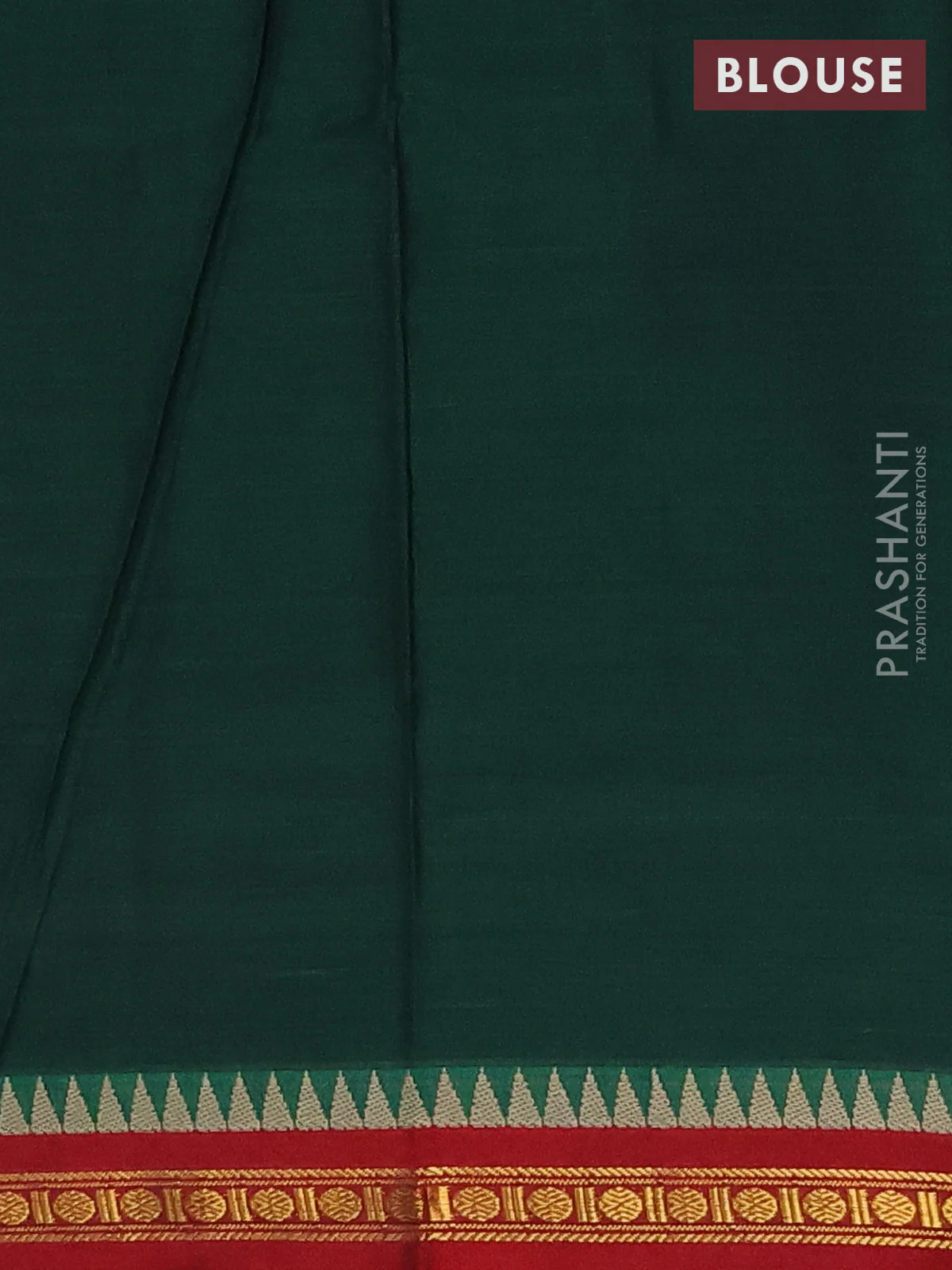 Narayanpet cotton saree bottle green and maroon with plain body and temple thread woven butta border - Image 4