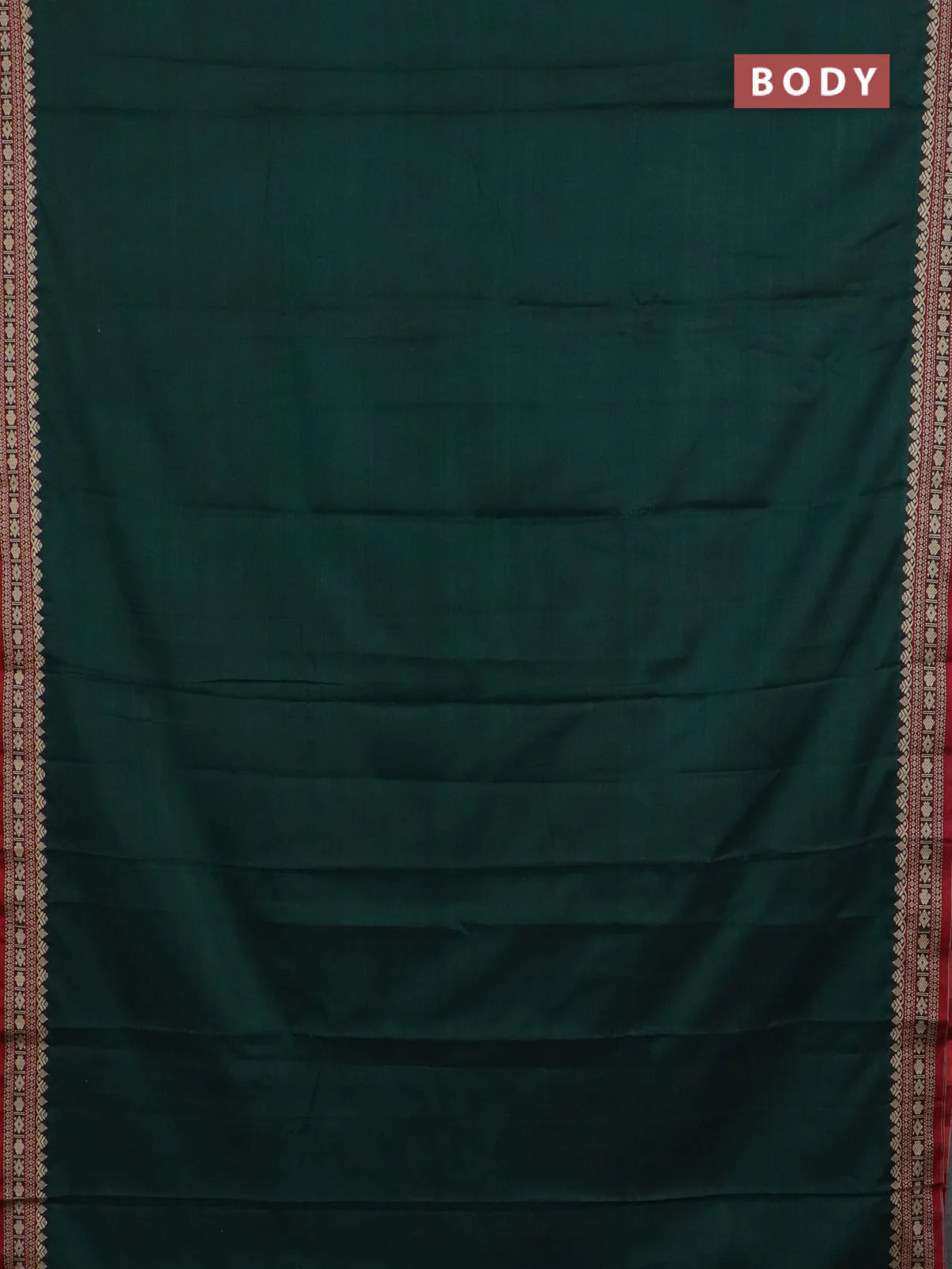 Narayanpet cotton saree bottle green and maroon with plain body and thread woven border - Image 2