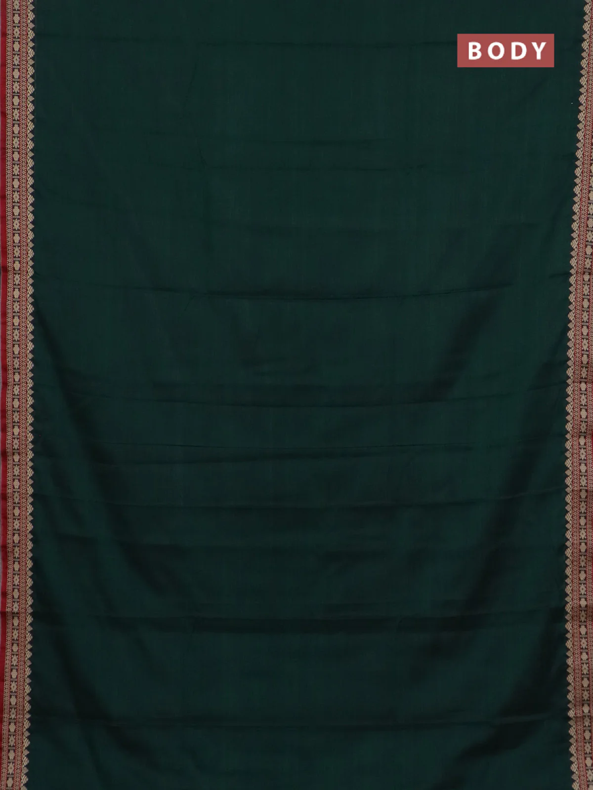 Narayanpet cotton saree bottle green and maroon with plain body and thread woven border - Image 2