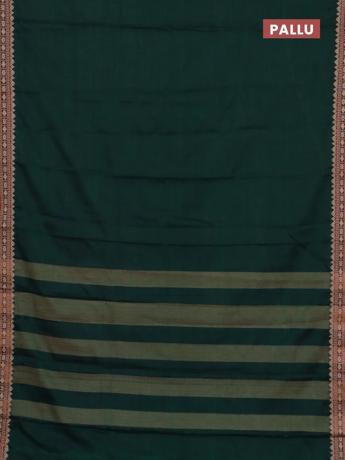 Narayanpet cotton saree bottle green and maroon with plain body and thread woven border - Image 3