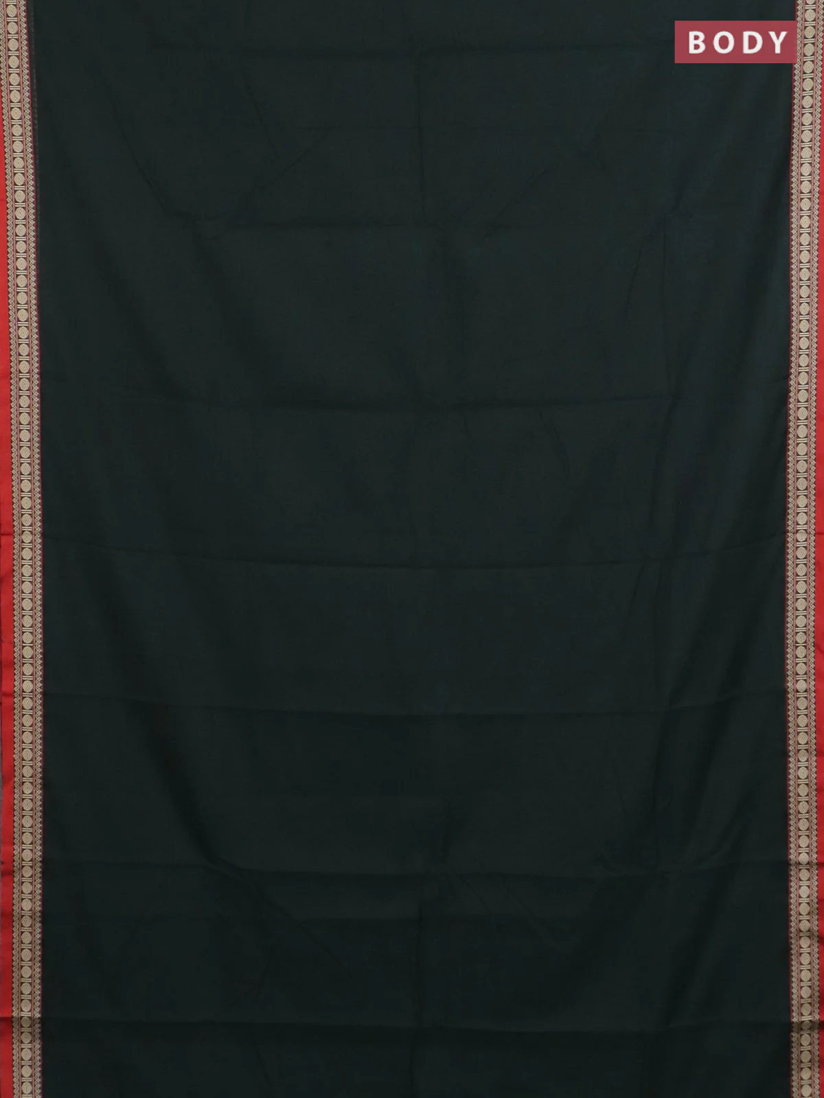 Narayanpet cotton saree bottle green and rust shade with plain body and thread woven butta border - Image 2