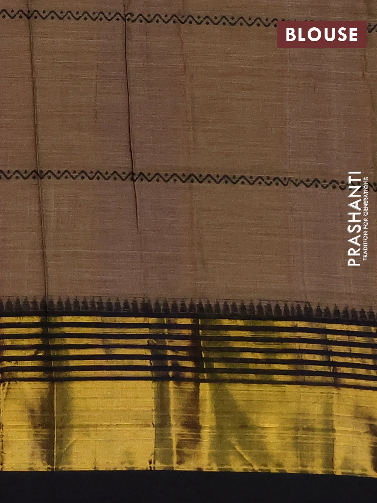Narayanpet cotton saree brown and black with thread weaves and zari woven border - Image 4