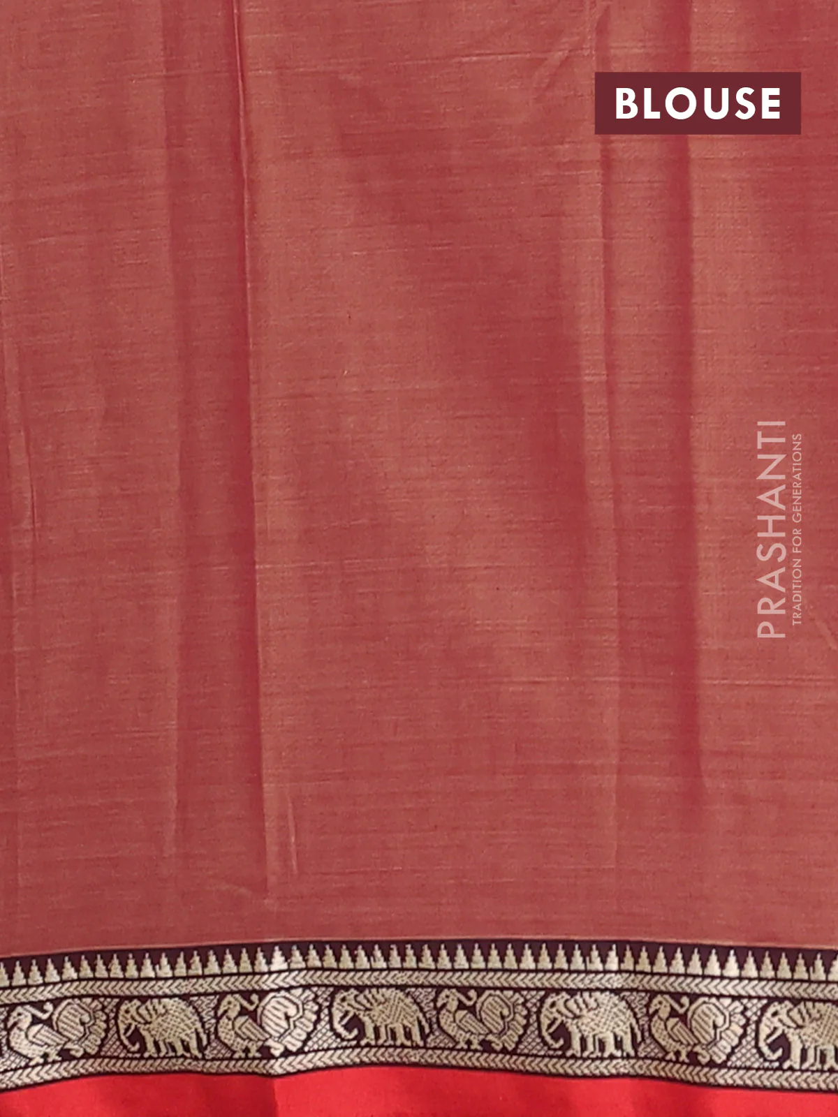 Narayanpet cotton saree brown and rust shade with plain body and thread woven border - Image 4