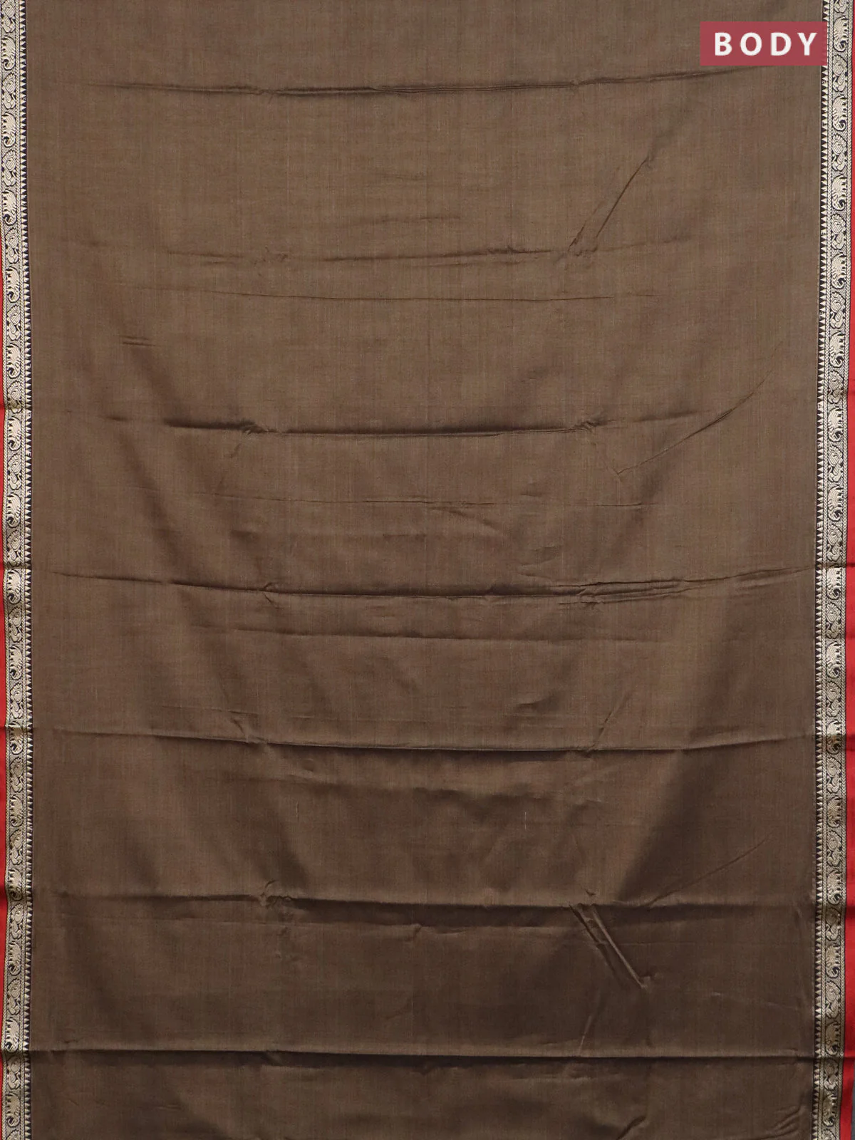 Narayanpet cotton saree chikku shade and rust shade with plain body and thread woven border - Image 2