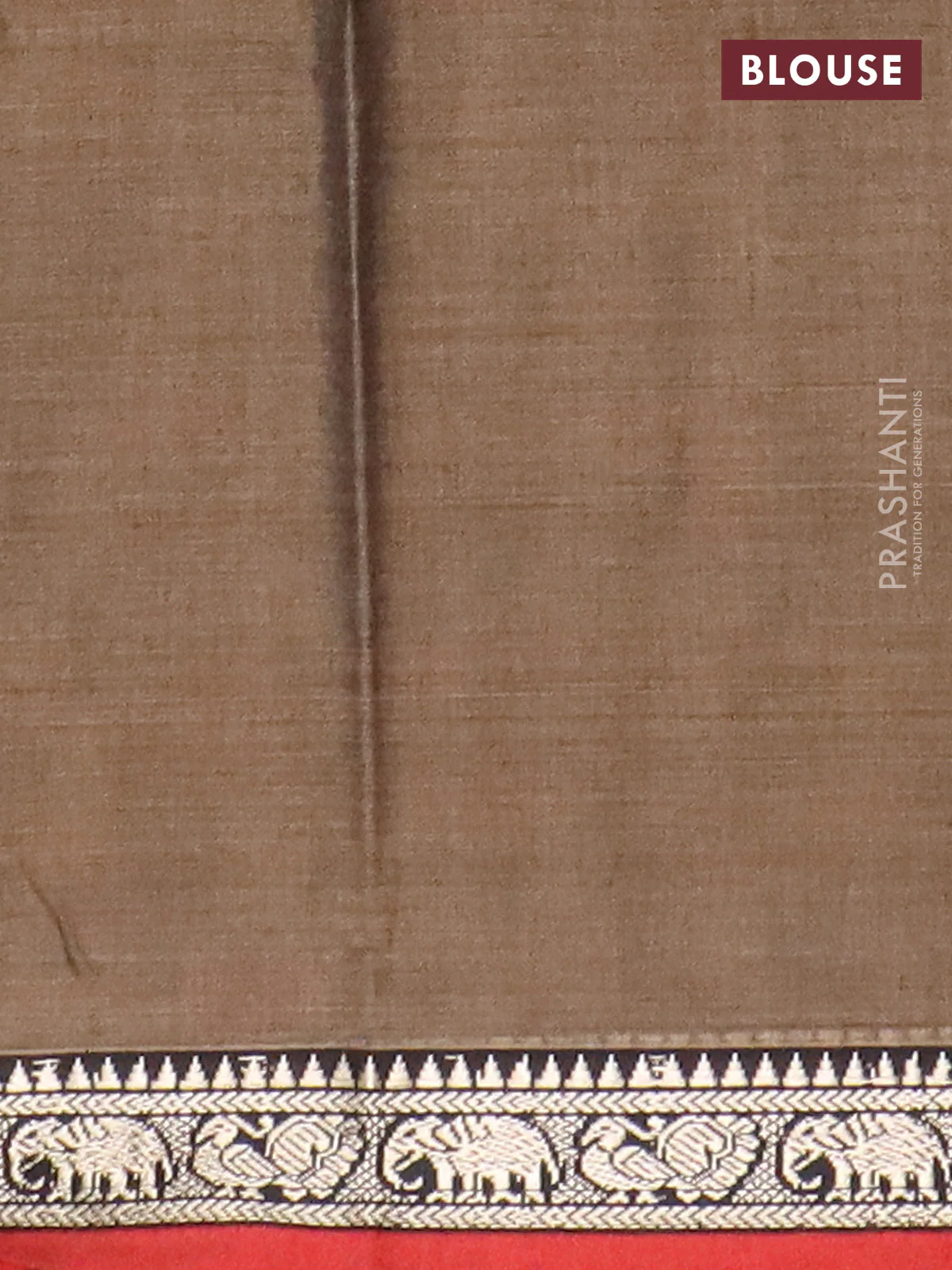Narayanpet cotton saree chikku shade and rust shade with plain body and thread woven border - Image 4