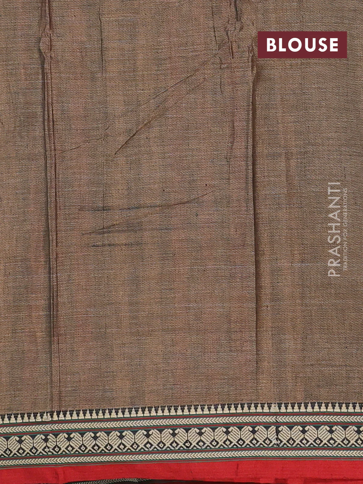 Narayanpet cotton saree chikku shade with plain body and thread woven border - Image 4