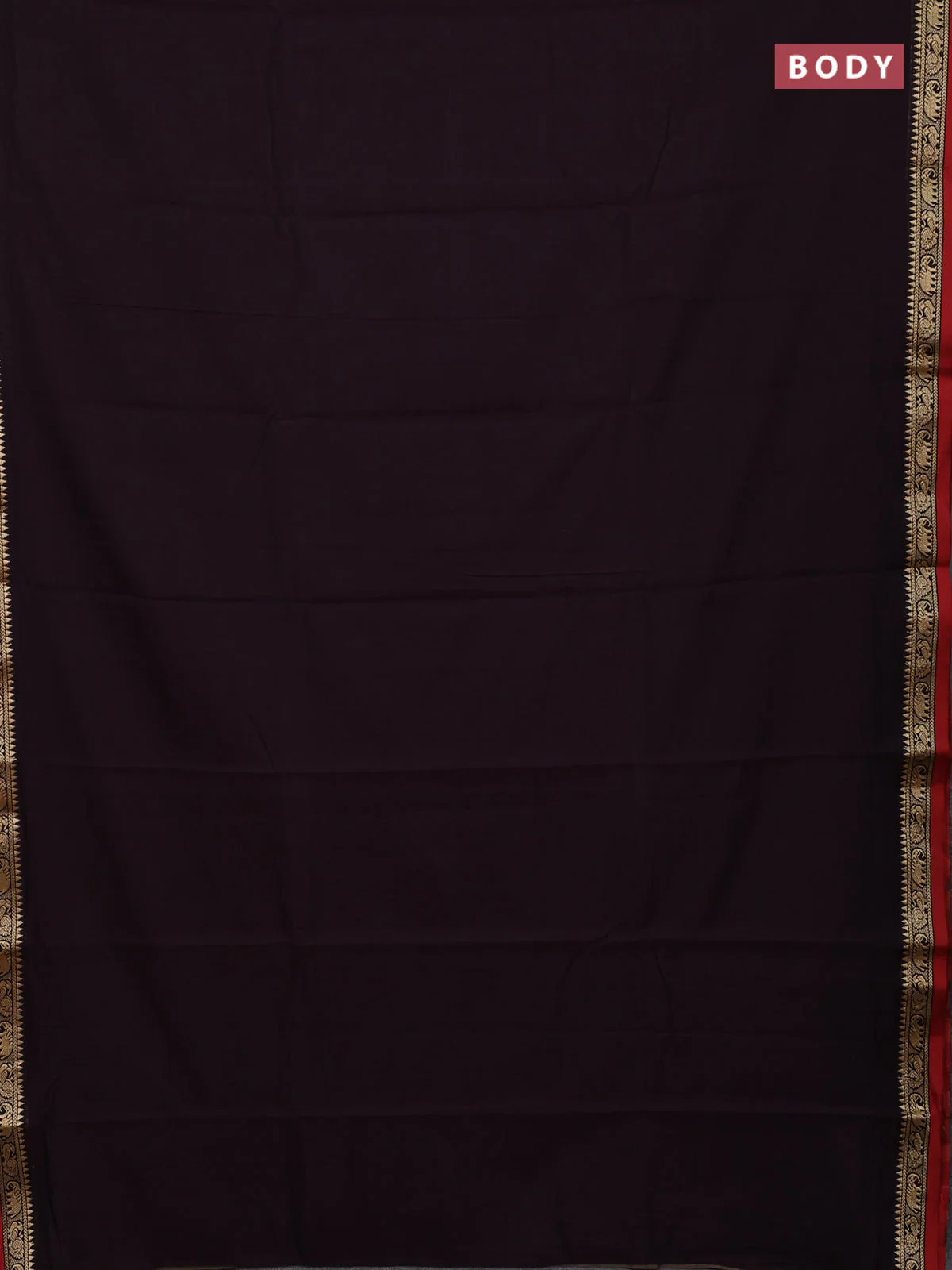 Narayanpet cotton saree coffee brown and rust shade with plain body and thread woven border - Image 2