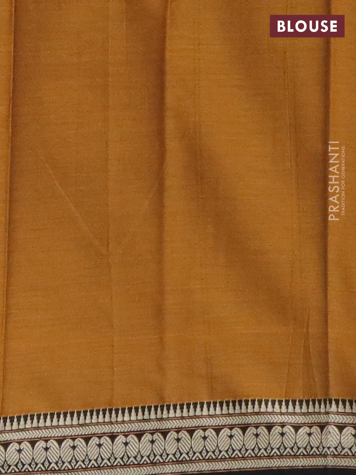 Narayanpet cotton saree dark mustard and black with plain body and paisley thread woven border - Image 4
