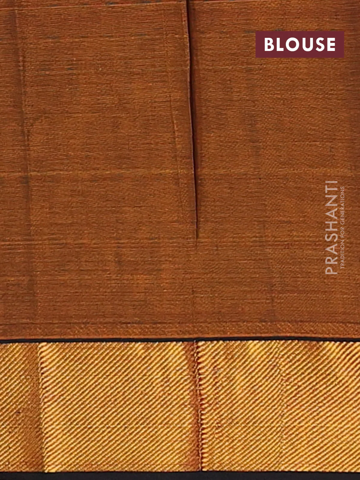 Narayanpet cotton saree dark mustard and black with plain body and zari woven border - Image 4