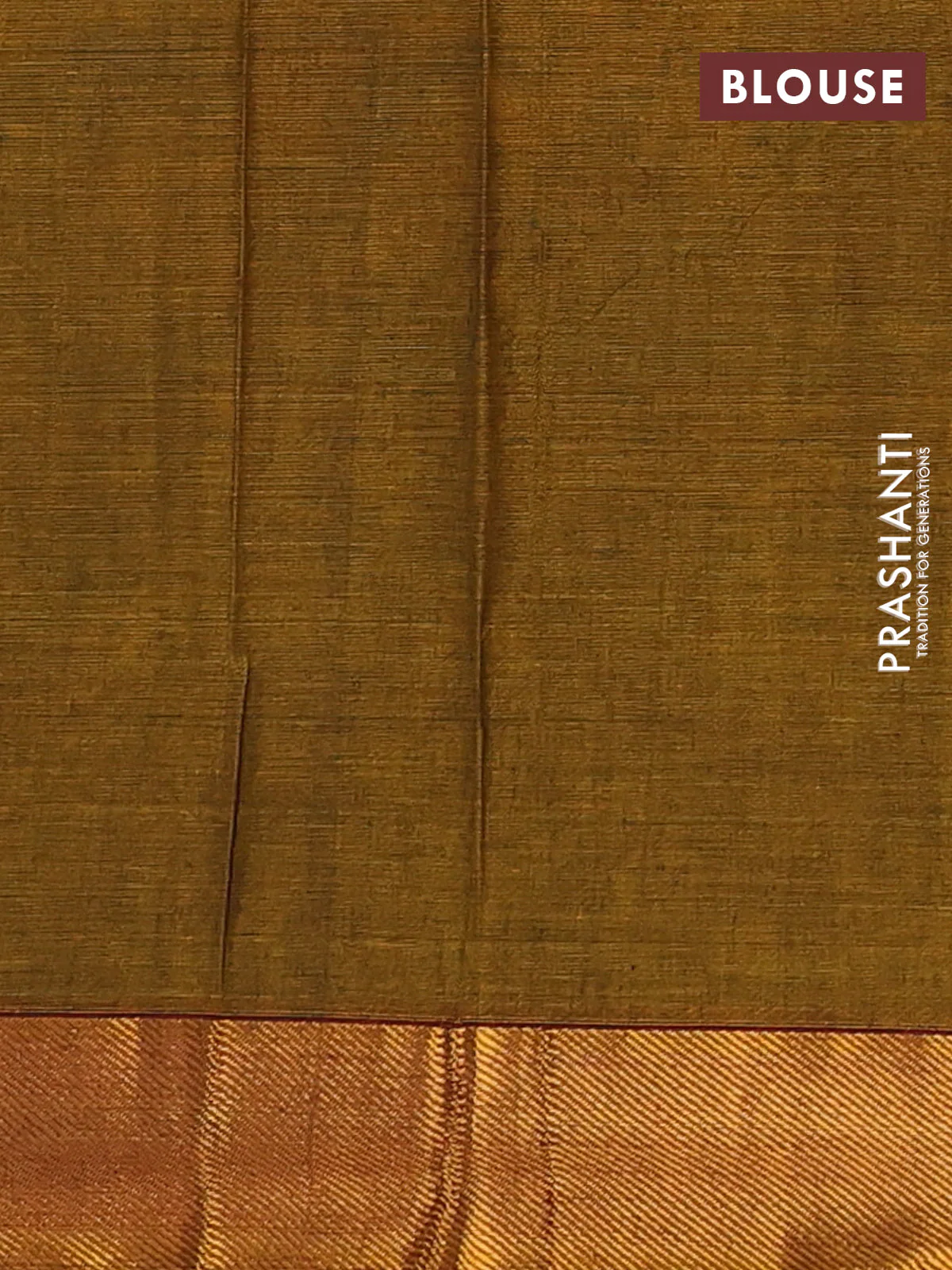 Narayanpet cotton saree dark mustard and rust shade with plain body and zari woven border - Image 4