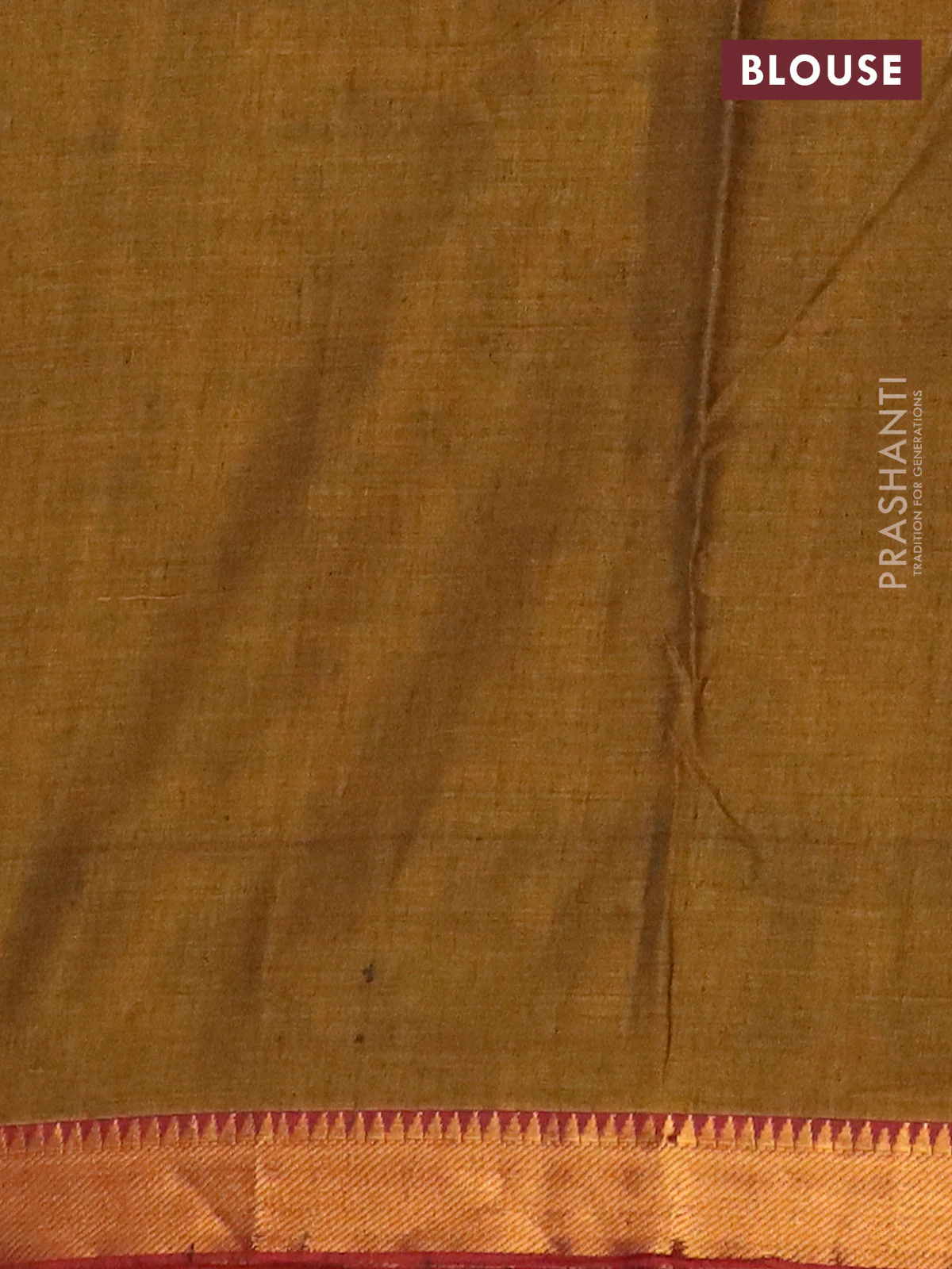 Narayanpet cotton saree dark mustard and rust shade with plain body with zari woven border - Image 4