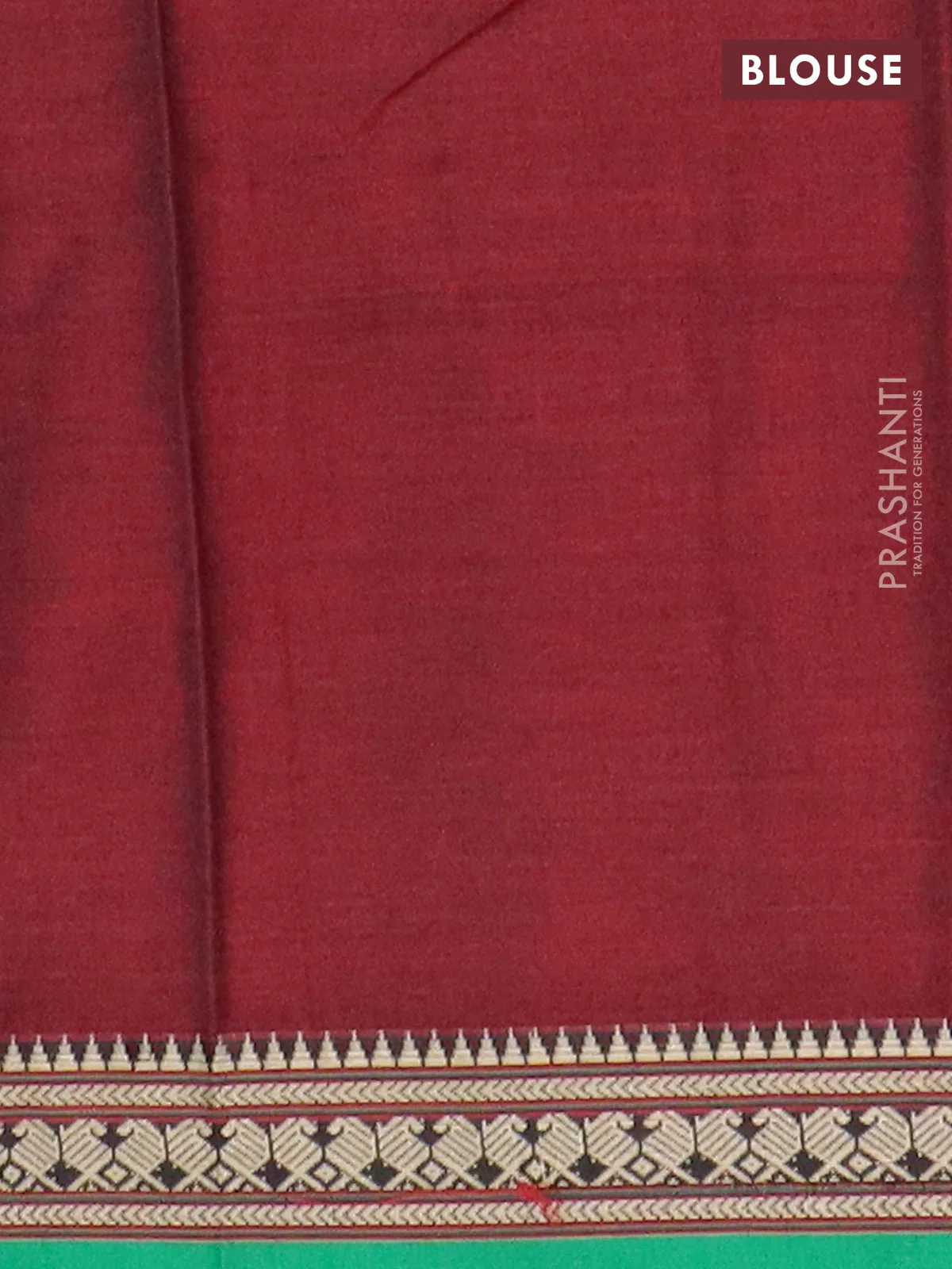 Narayanpet cotton saree deep maroon and green with plain body and thread woven border - Image 4