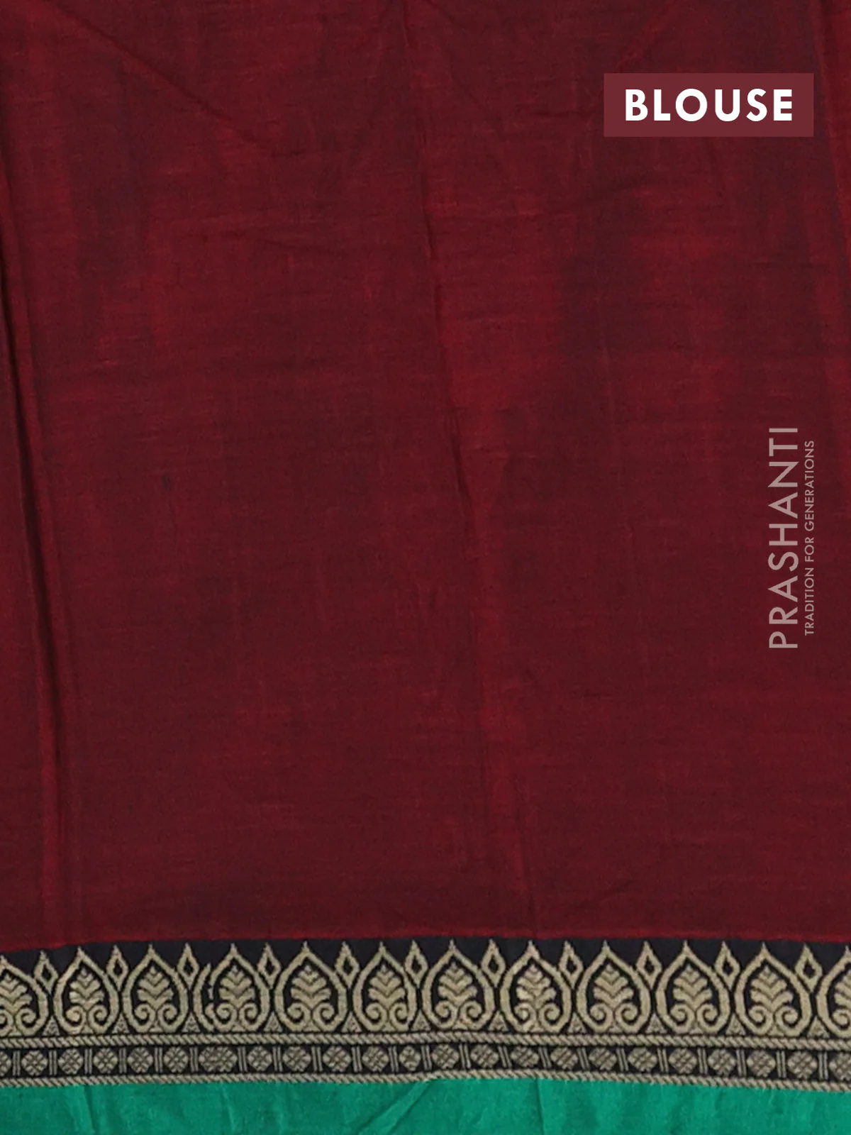 Narayanpet cotton saree deep maroon and green with plain body and thread woven border - Image 4