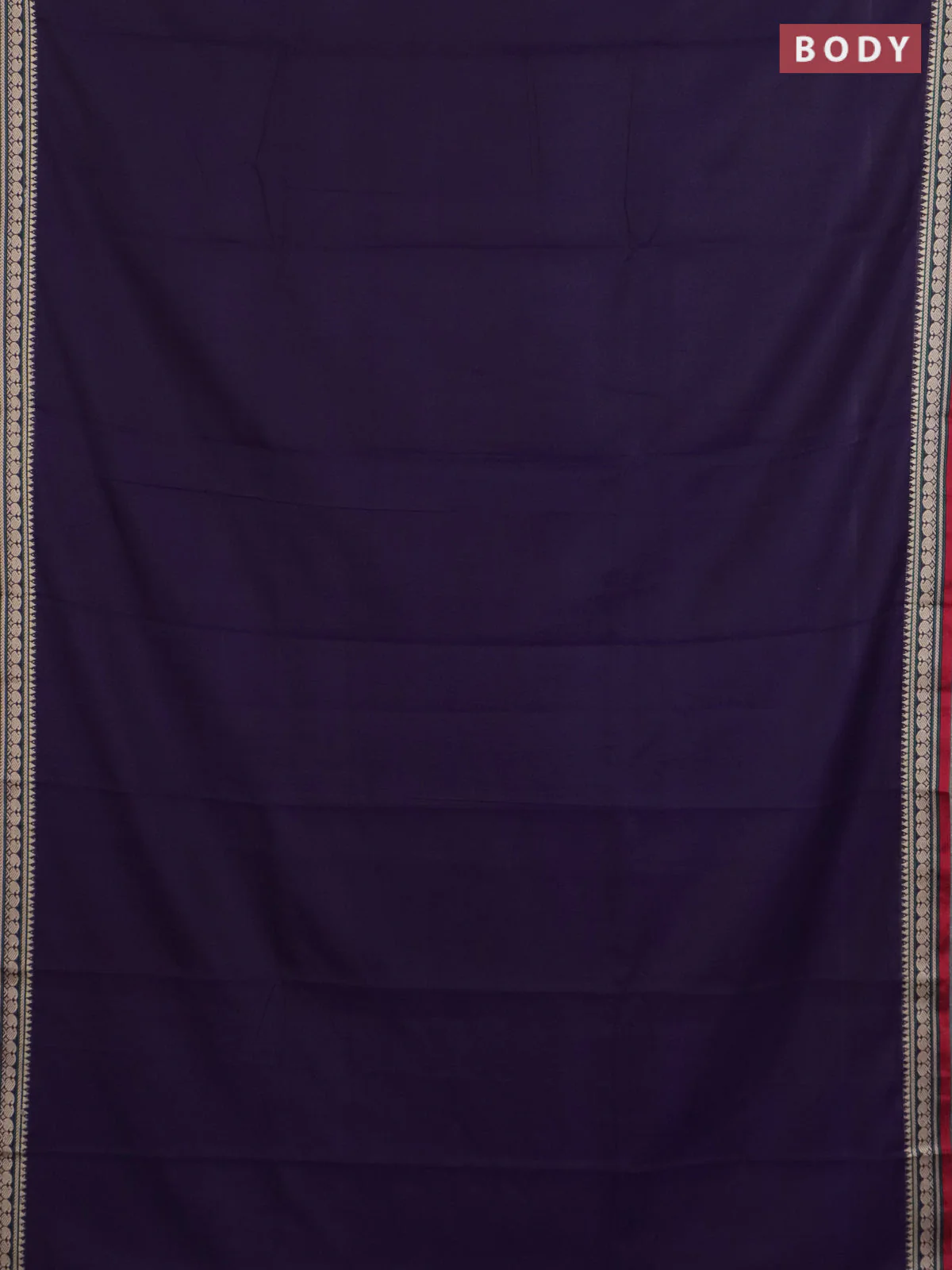Narayanpet cotton saree deep violet and maroon with plain body and thread woven border - Image 2