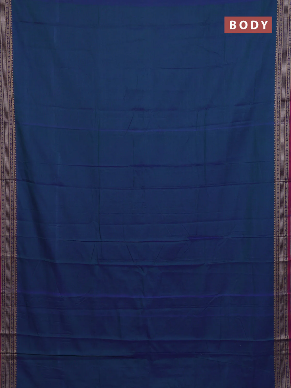 Narayanpet cotton saree dual shade of blueish green and pink with plain body and thread woven border - Image 2
