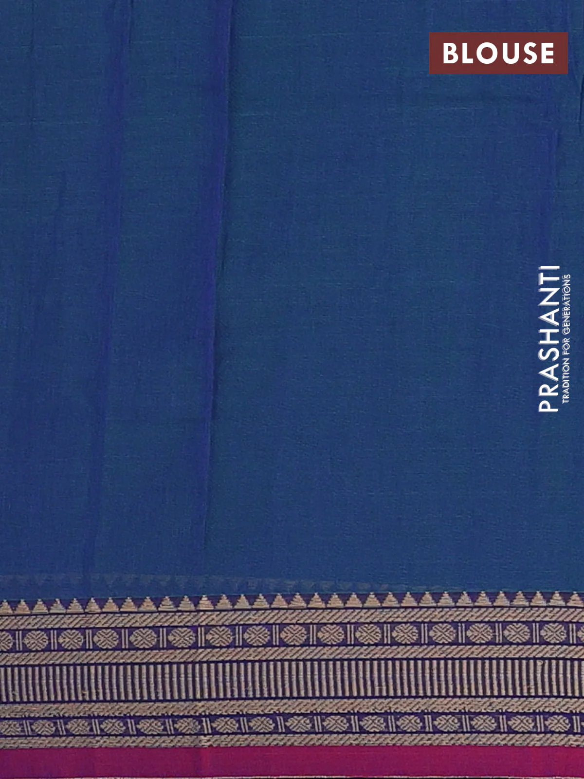 Narayanpet cotton saree dual shade of blueish green and pink with plain body and thread woven border - Image 4
