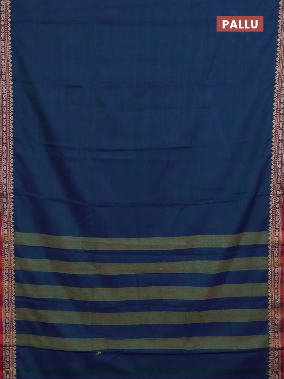 Narayanpet cotton saree dual shade of bluish green and maroon with plain body and thread woven border - Image 3
