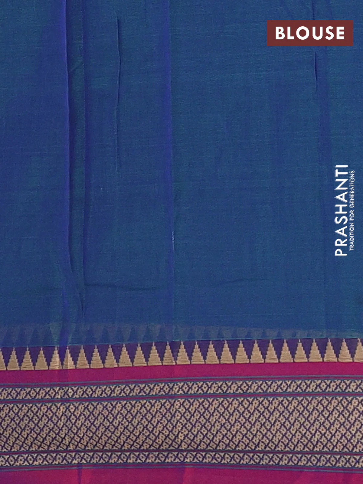 Narayanpet cotton saree dual shade of bluish green and pink with plain body and thread woven border - Image 4