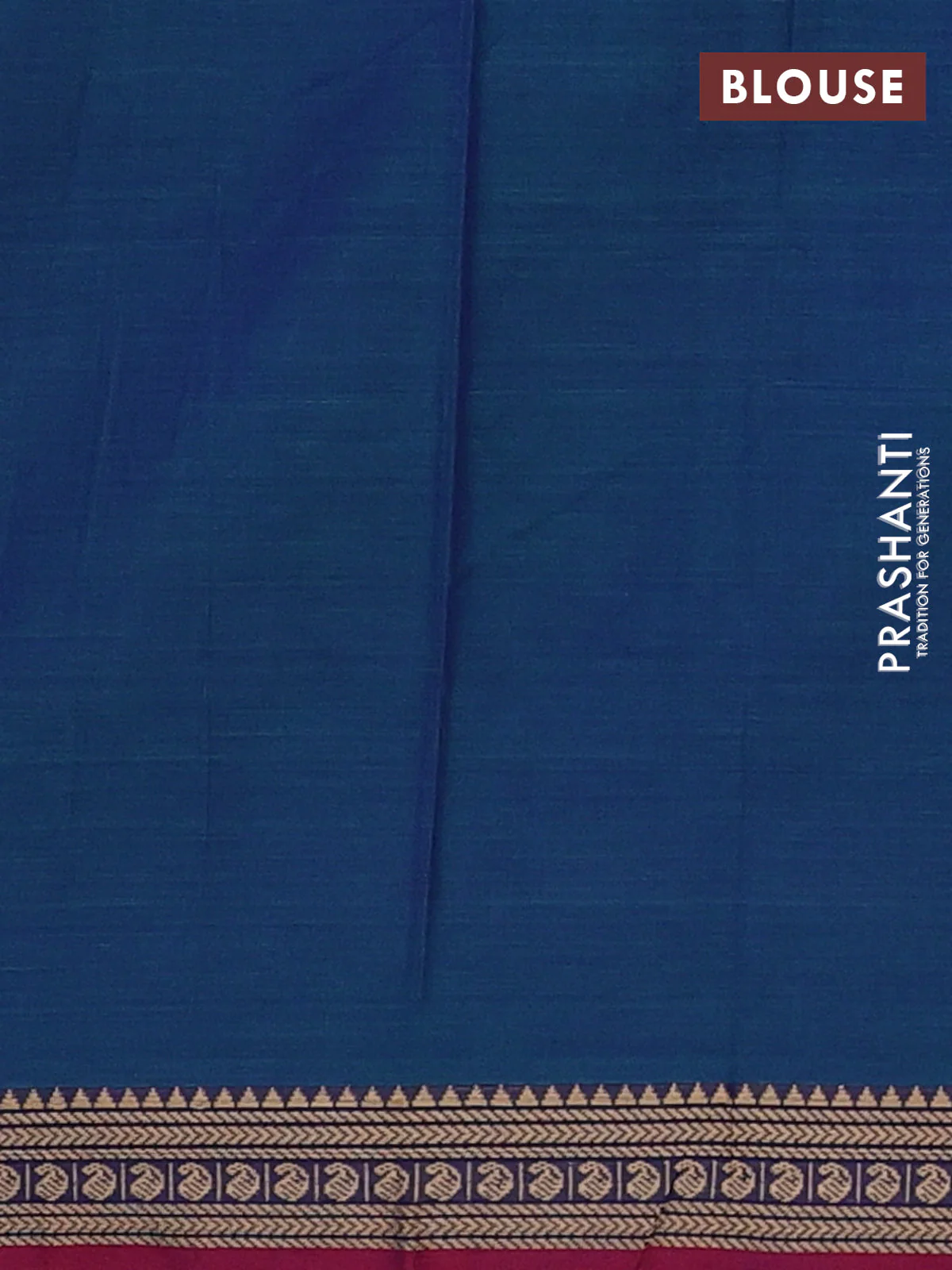 Narayanpet cotton saree dual shade of bluish green and pink with plain body and thread woven border - Image 4