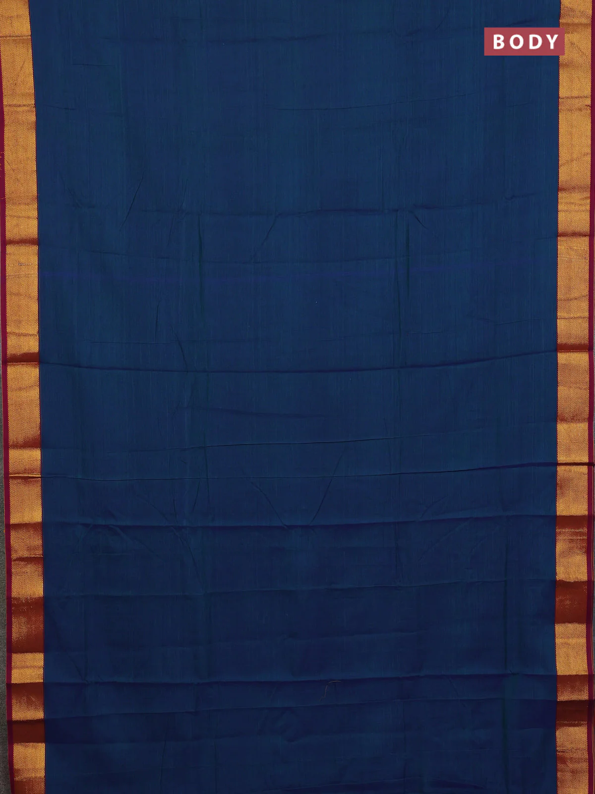 Narayanpet cotton saree dual shade of bluish green and pink with plain body and zari woven border - Image 2