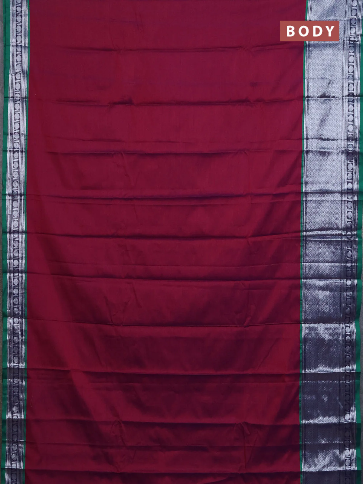 Narayanpet cotton saree dual shade of bluish pink and green with plain body and long zari woven border - Image 2