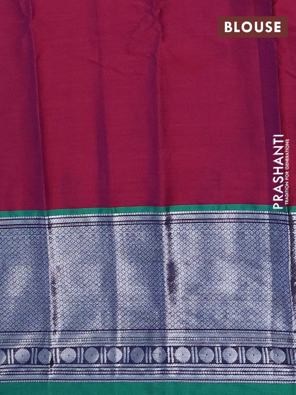 Narayanpet cotton saree dual shade of bluish pink and green with plain body and long zari woven border - Image 4