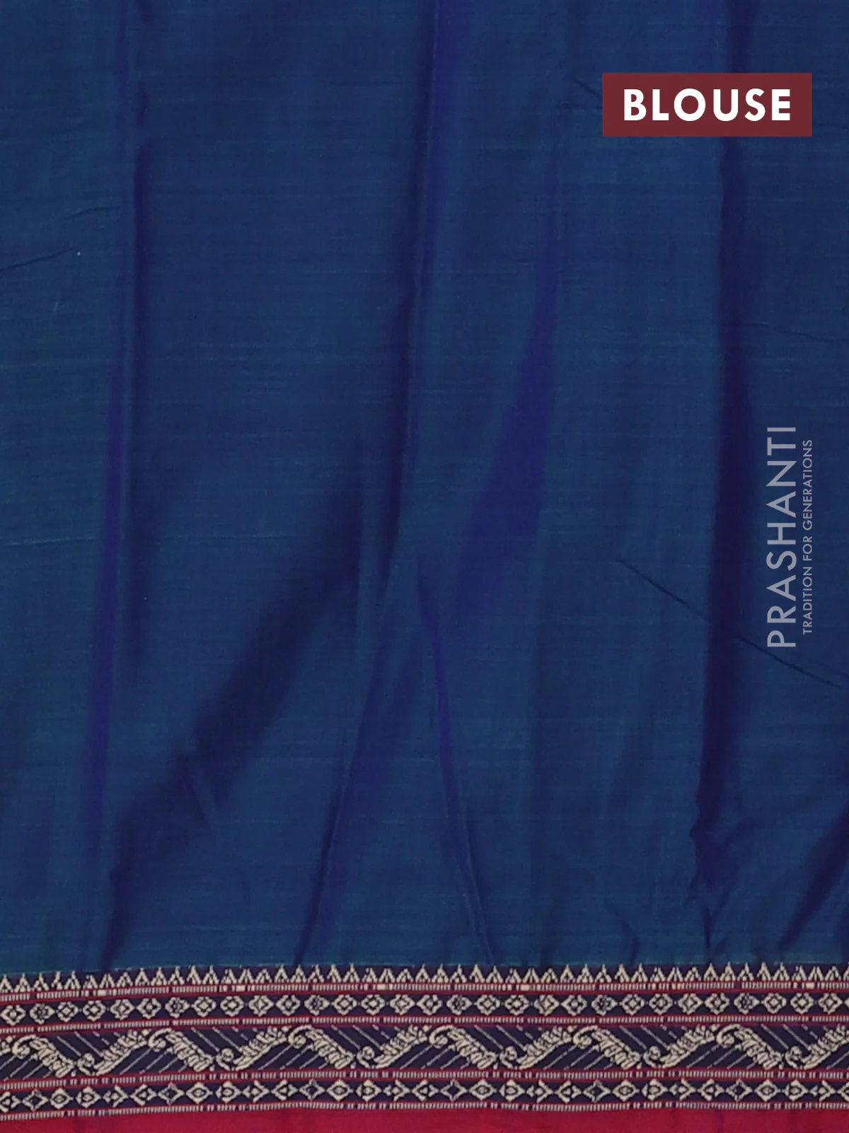 Narayanpet cotton saree dual shade of greenish blue and maroon with plain body and thread woven border - Image 4