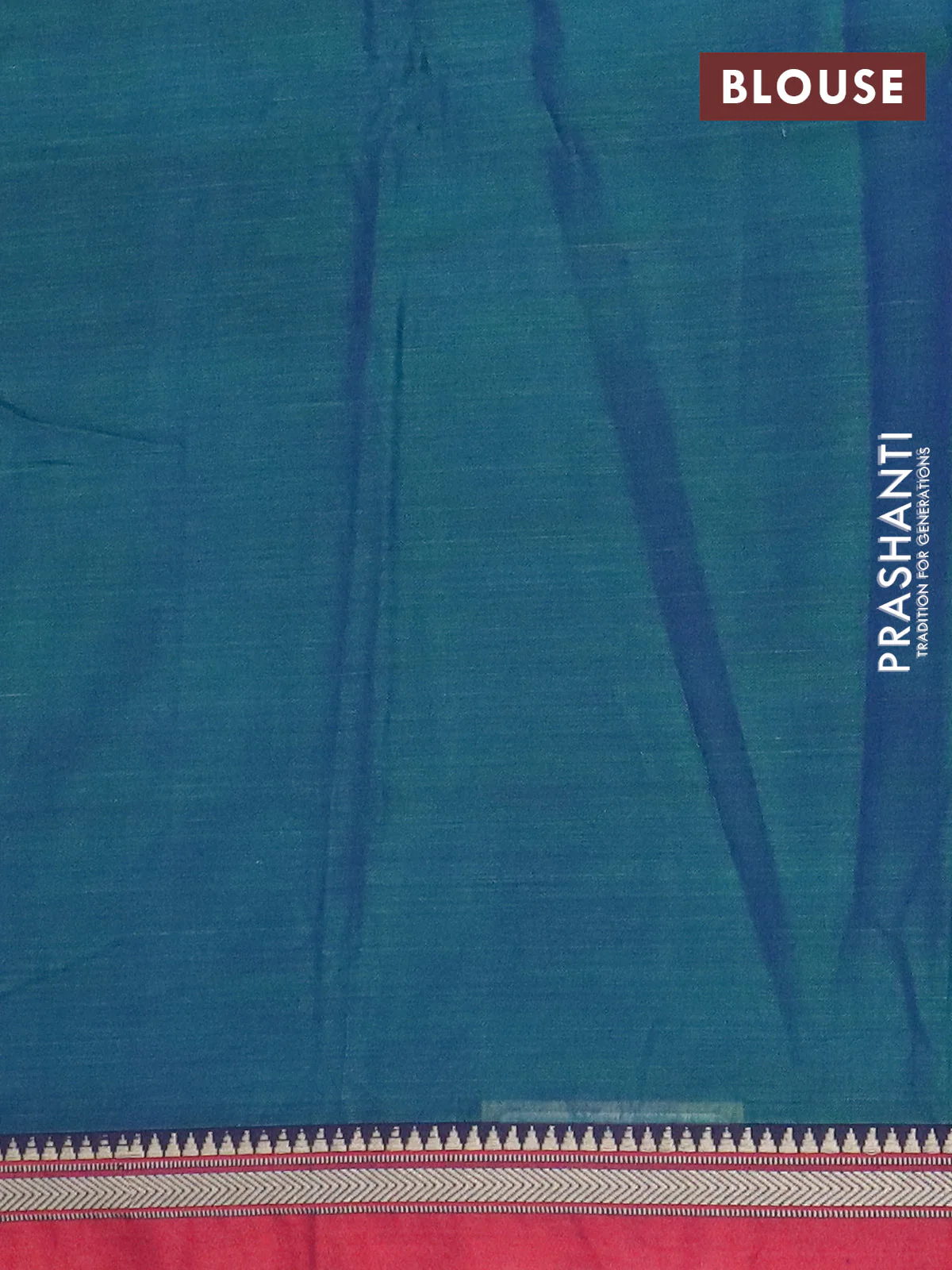 Narayanpet cotton saree dual shade of greenish blue and maroon with plain body and thread woven border - Image 4