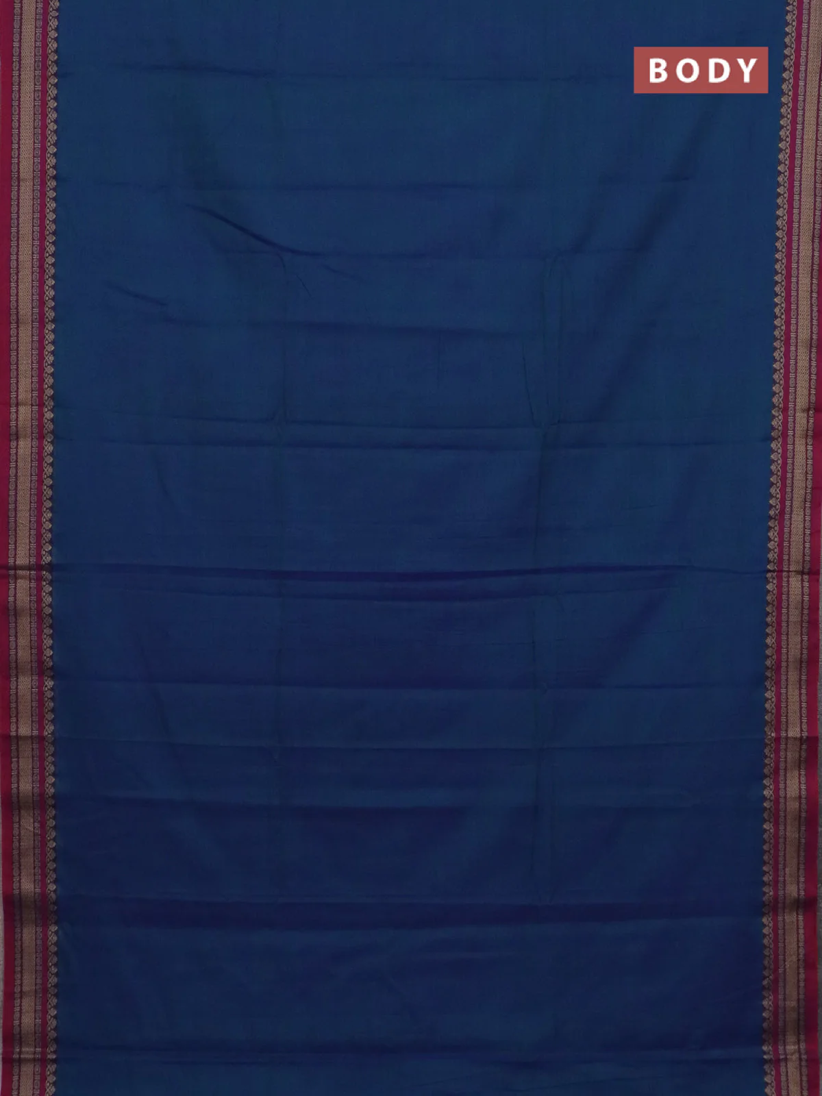 Narayanpet cotton saree dual shade of greenish blue and maroon with plain body and thread woven border - Image 2