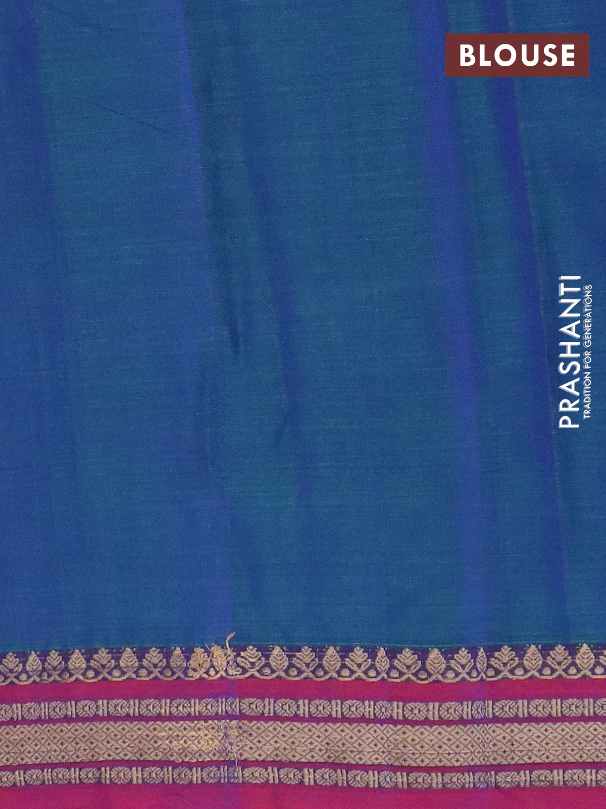 Narayanpet cotton saree dual shade of greenish blue and maroon with plain body and thread woven border - Image 4