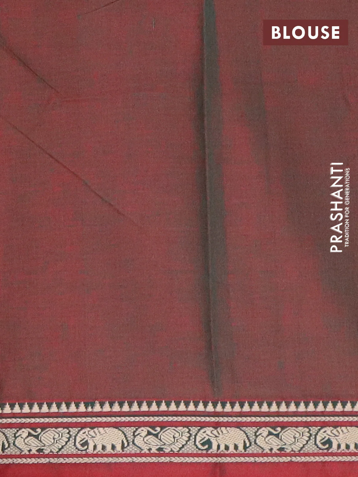 Narayanpet cotton saree dual shade of greenish maroon and maroon with plain body and thread woven border - Image 4