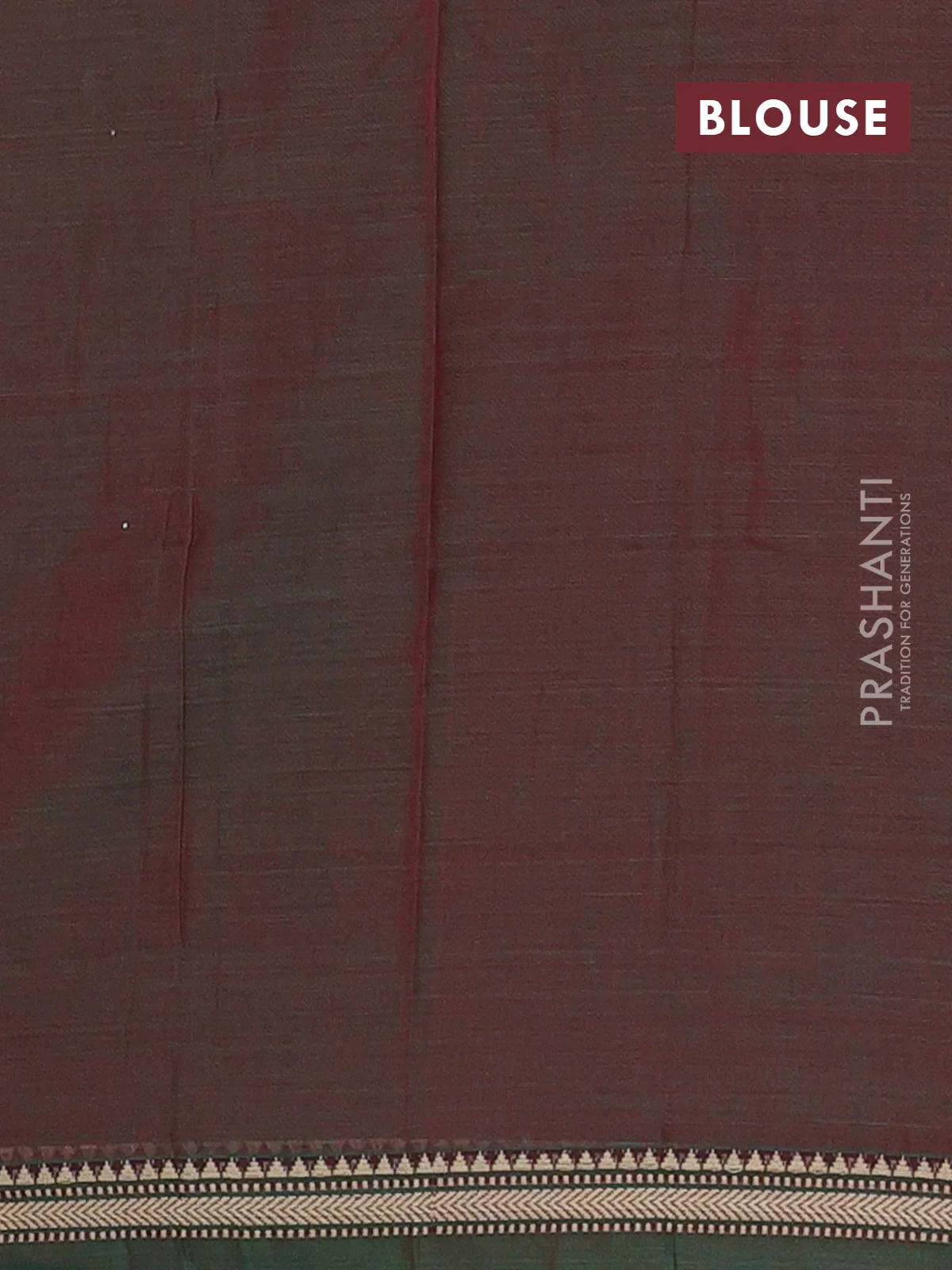 Narayanpet cotton saree dual shade of greenish red with plain body and thread woven border - Image 4