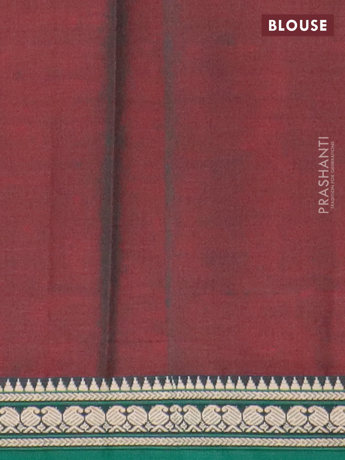 Narayanpet cotton saree dual shade of reddish green and green with plain body and thread woven border - Image 4