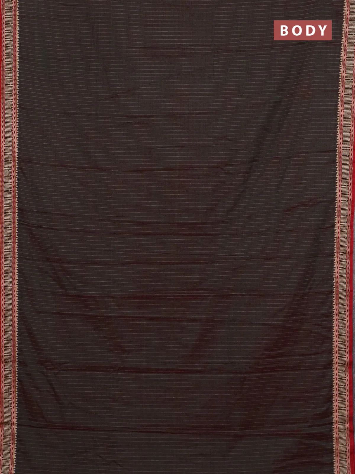Narayanpet cotton saree dual shade of reddish green and red with allover thread weaves and temple thread woven border - Image 2