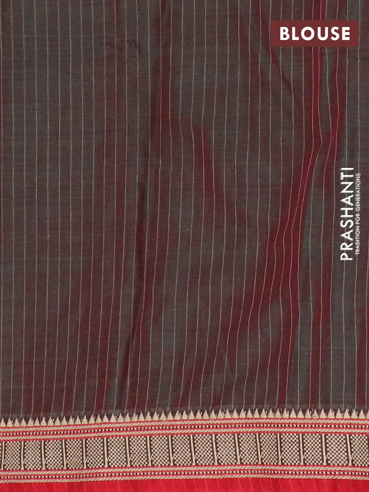 Narayanpet cotton saree dual shade of reddish green and red with allover thread weaves and temple thread woven border - Image 4