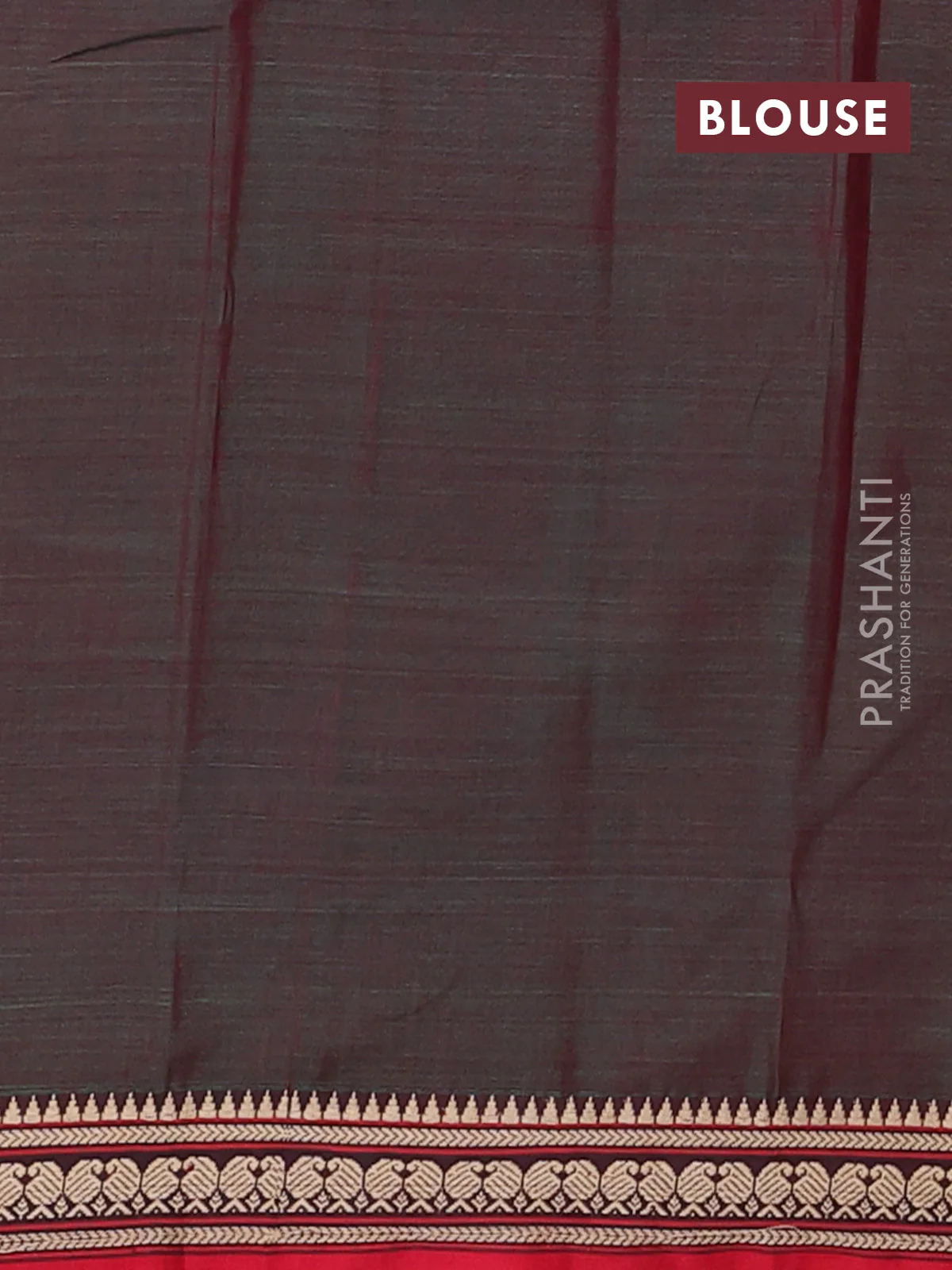 Narayanpet cotton saree dual shade of reddish green and red with plain body and thread woven border - Image 4