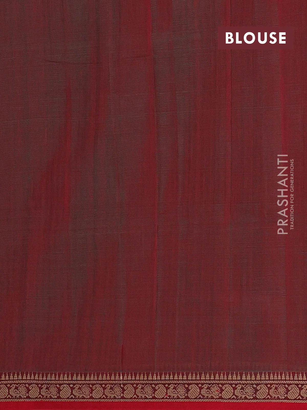 Narayanpet cotton saree dual shade of reddish green and red with plain body and thread woven border - Image 4