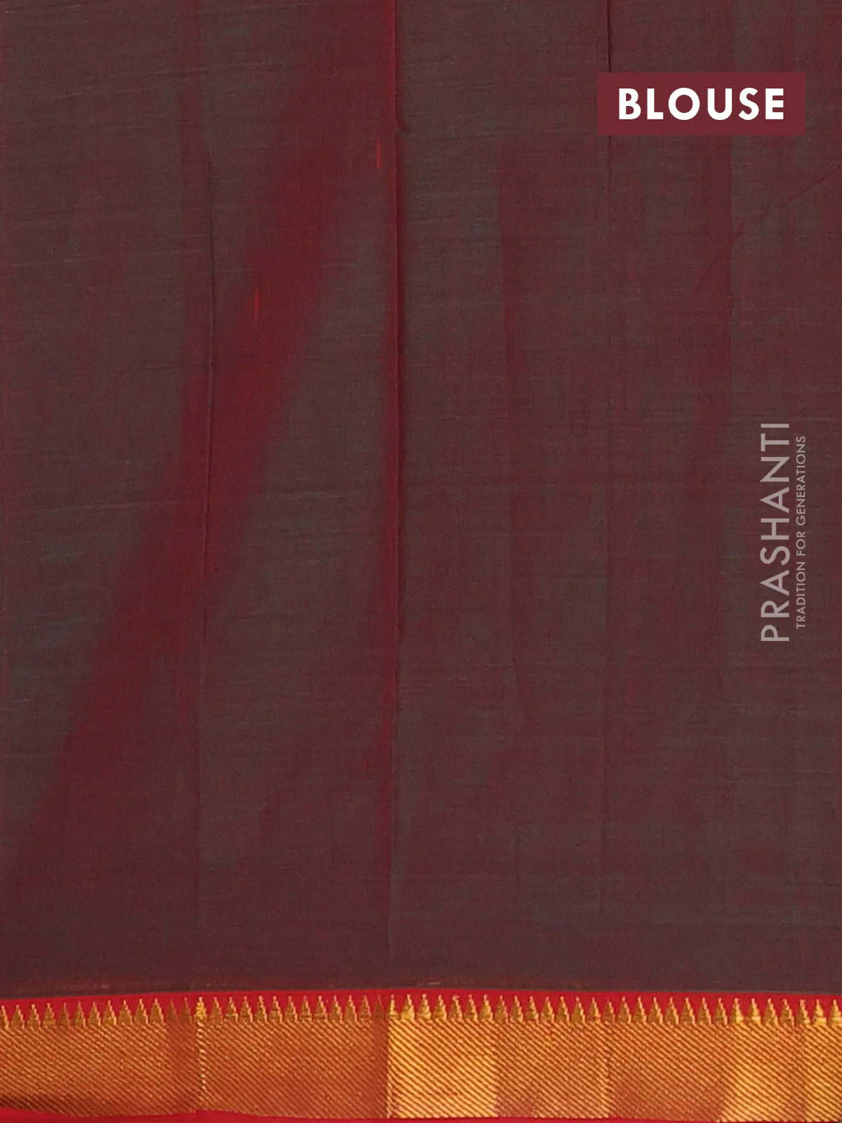 Narayanpet cotton saree dual shade of reddish green and red with plain body with zari woven border - Image 4