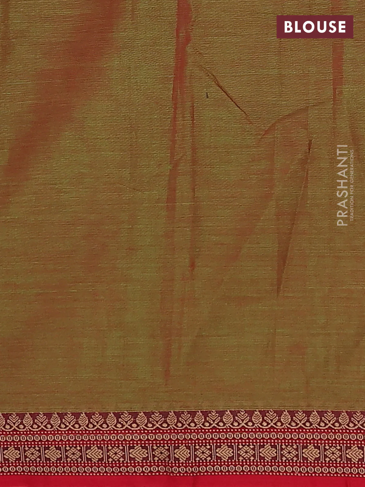 Narayanpet cotton saree dual shade of redish green and red with plain body and thread woven border - Image 4