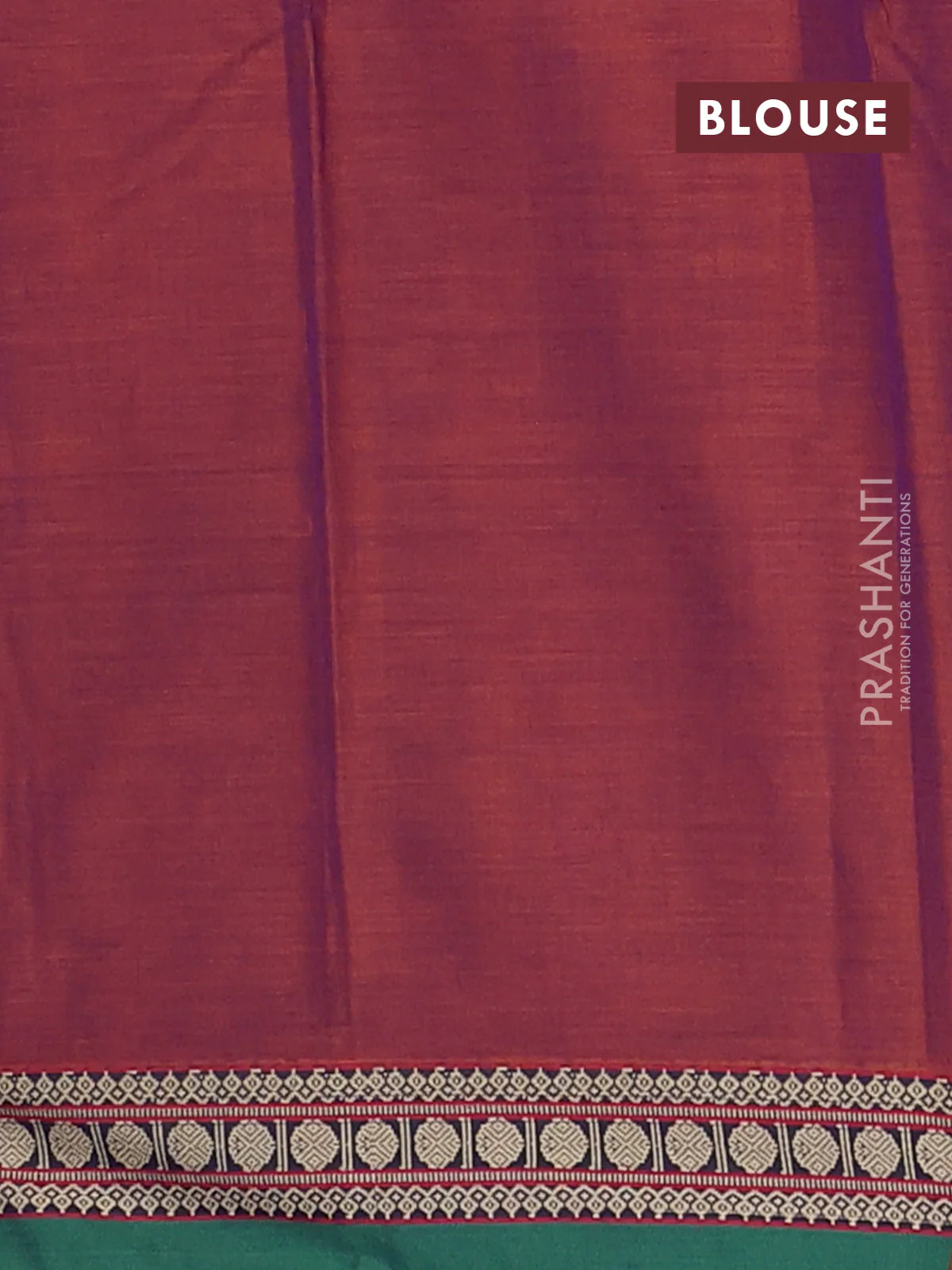 Narayanpet cotton saree dual shade of rust and green with plain body and thread woven butta border - Image 4