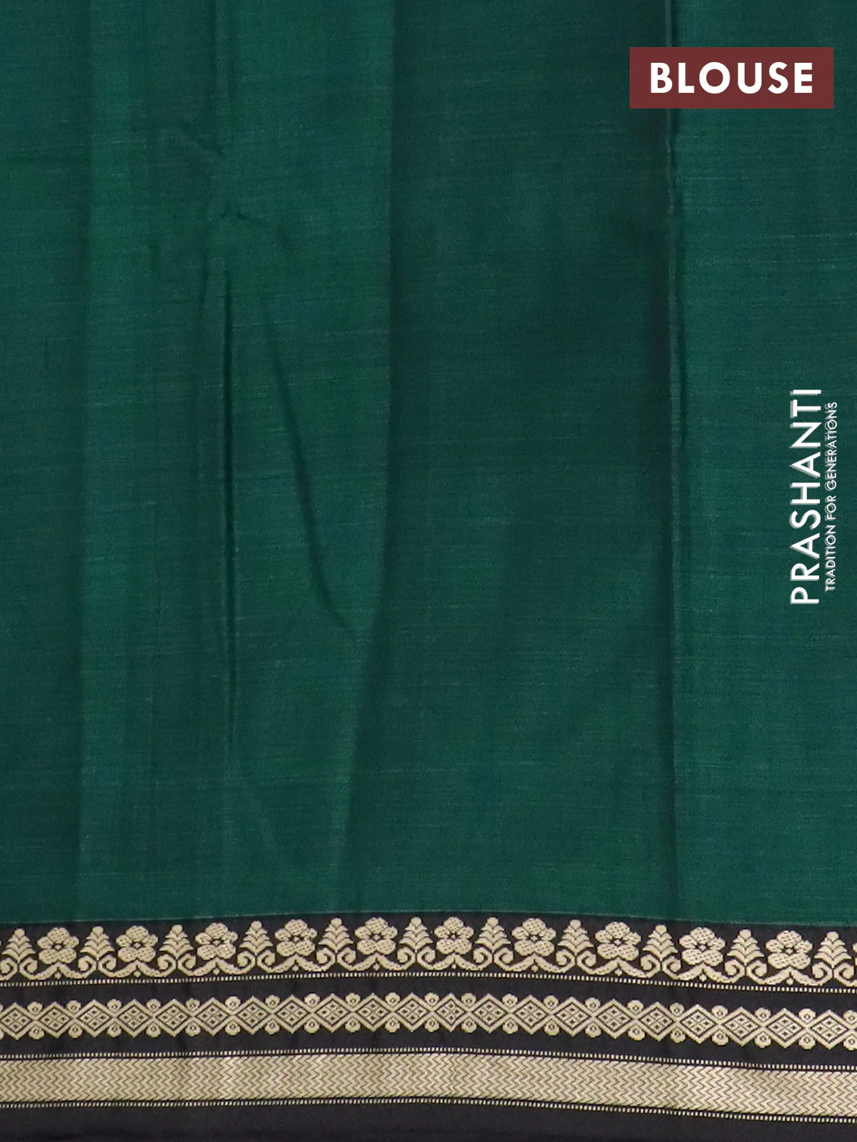 Narayanpet cotton saree green and black with plain body and thread woven border - Image 4